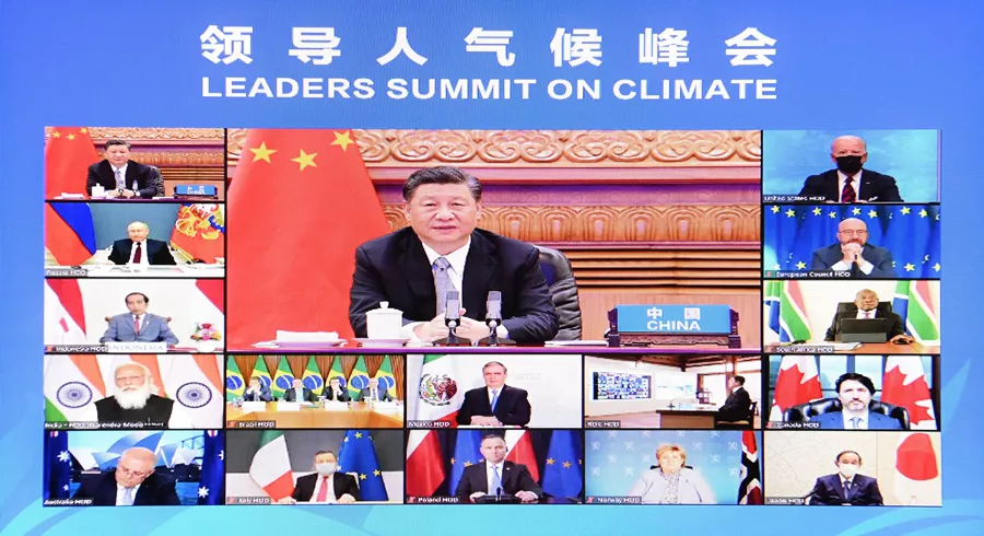 4月22日晚，应美国总统拜登邀请，国家主席习近平在北京以视频方式出席领导人气候峰会，并发表题为《共同构建人与自然生命共同体》的重要讲话。新华社记者 李响 摄设为缩略图